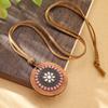 Bohemian Runder Holzscheiben-Anhänger Halsketten für Damen Ethnisch Bunt Öl-Tropfen Vintage Lederseil Halskette Damen Schmuck