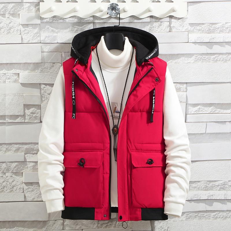 

Зимний хлопковый жилет в стиле милитари, мужской молодежный безрукавный хлопковый жилет с утолщенным утеплителем, теплый жилет, хлопковый жилет, мужская куртка, студенческий 5XL (175-95 kg) красный