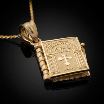 Religie Colier Femei Culoare Aur Deschizabil Pandantiv Carte Biblie Sfântă Coliere Creștinism Iudaism Catolicism Ortodox Bijuterii
