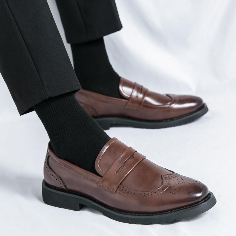 Men Loafers Street Style Brogue Classic Shoes Formal Business Wedding Dress Prom Blazers Tuxedo Party Shoes Large Size