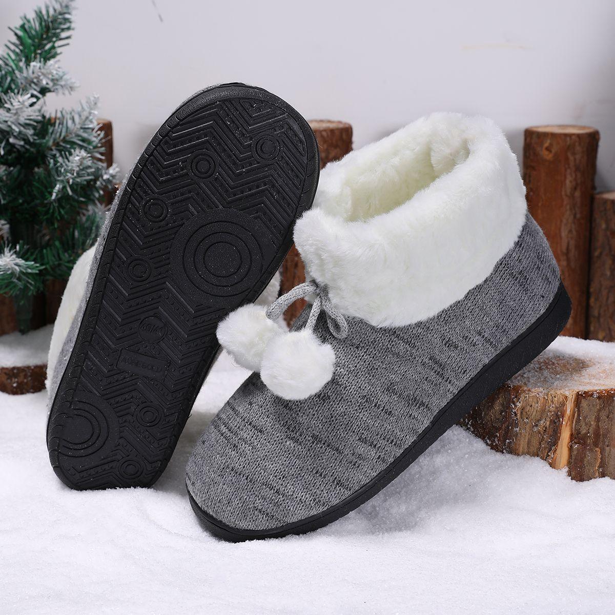 

Зимние новые хлопковые сапоги для пары на Рождество, большие, широкие, мягкие, теплые, нескользящие, короткие туфли на плоской подошве 44-45 серый