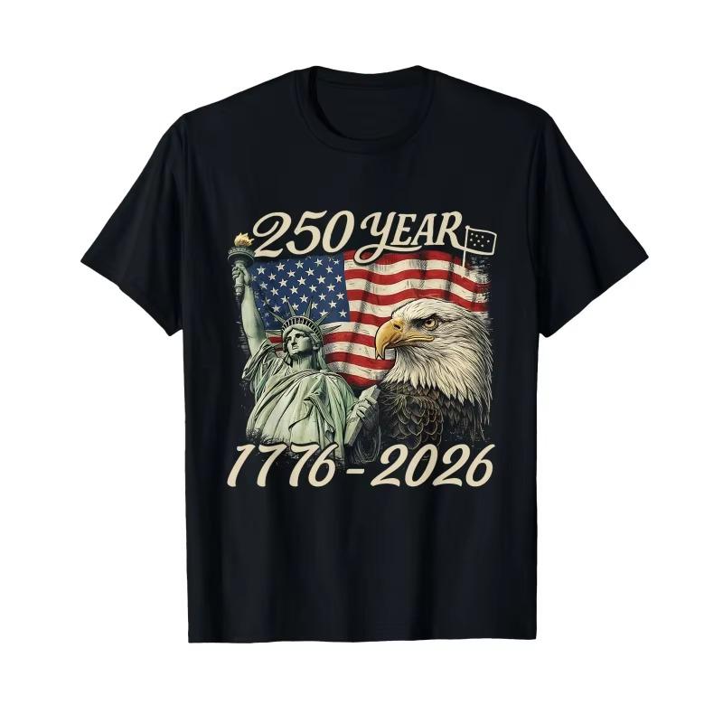 Vintage 250th Anniversary 1776 2026 Us Flag Bald Eagle T Shirt Unisex Patriotic Liberty Freedom Short Sleeve Tops