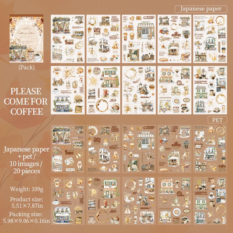 20sheets/bag Golden Autumn Daily Life Theme Die Cut Sticker Sheets For Scrapbooking DIY Frame Collage Decoration Laptop Sticker