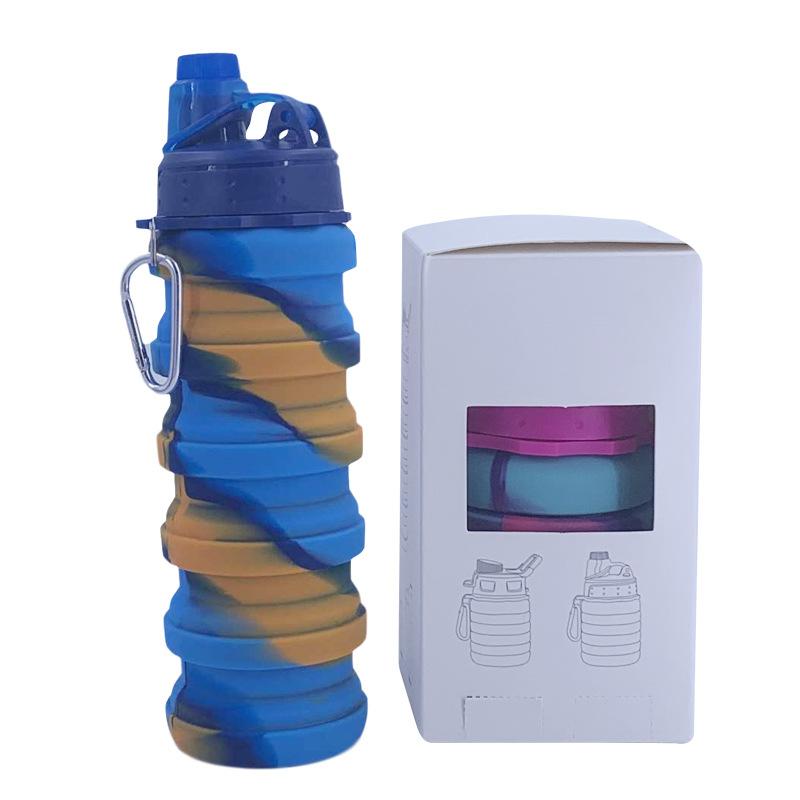 Food Grade Silicone Camouflage Sports Water Cup Creative Travel Folding Silicone Water Bottle Outdoor Portable Retractable Water Bottle