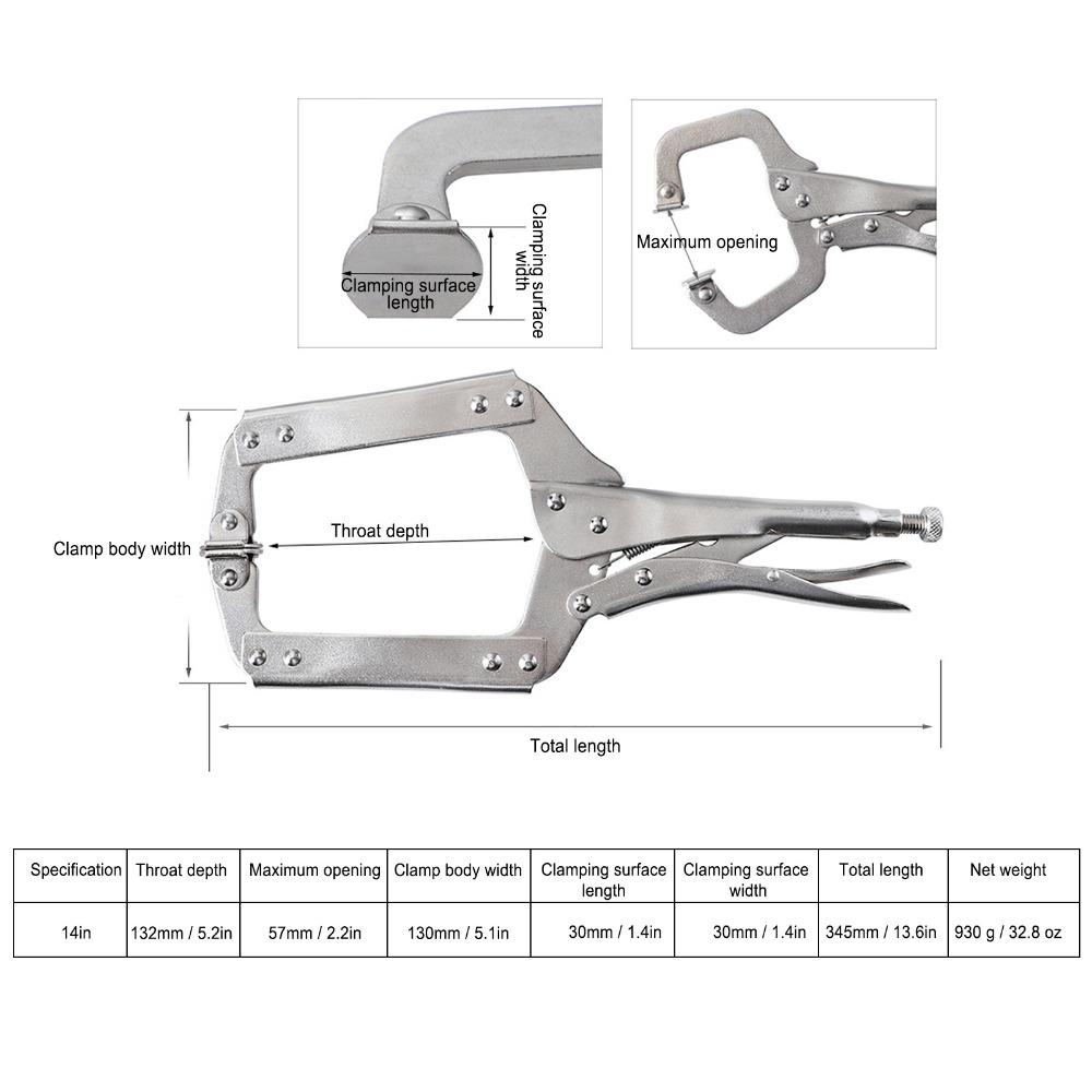 Professional 14 Inch Locking C Clamp Carbon steel Heavy Duty C Shaped Pliers Fixing Clamp Quick Clamp Tool For Wood Working