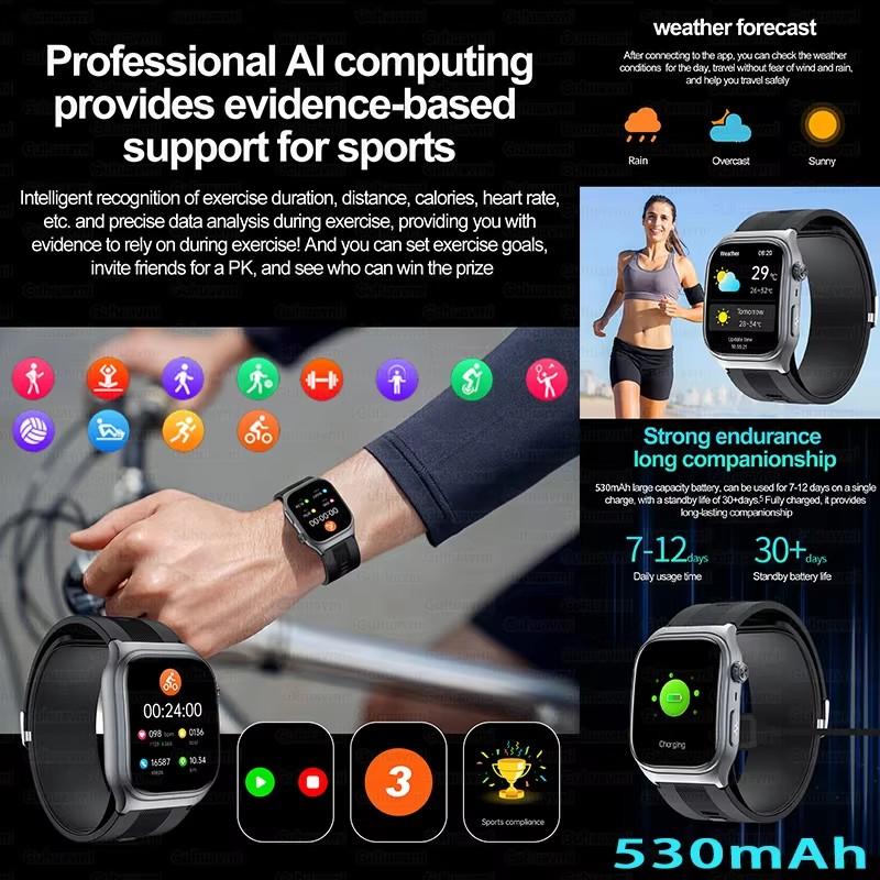 2025 New Sapphire Glass Air Pump Airbag Test Three High Smart Watches Men ECG Heart Rate Blood Pressure Health Tracker Smartwatch