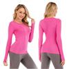 Women's Quick Dry Long Sleeve Yoga & Running Top - Round Neck, Sweat-Wicking, Fitness T-Shirt