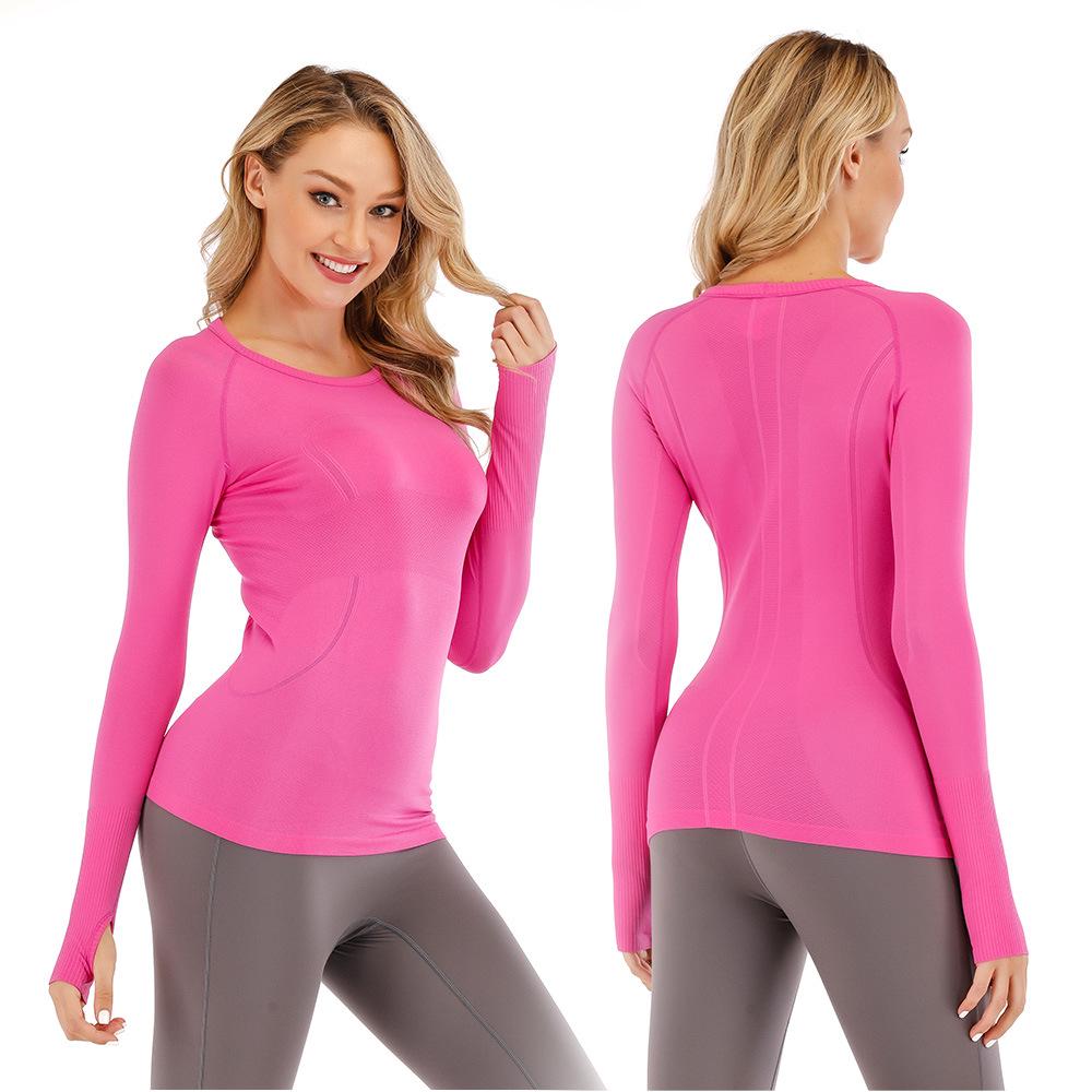 Women's Quick Dry Long Sleeve Yoga & Running Top - Round Neck, Sweat-Wicking, Fitness T-Shirt
