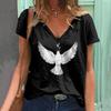 T-shirt Casual da Donna Estiva alla Moda con Stampa di Uccelli 3D, Manica Corta, Vestibilità Larga