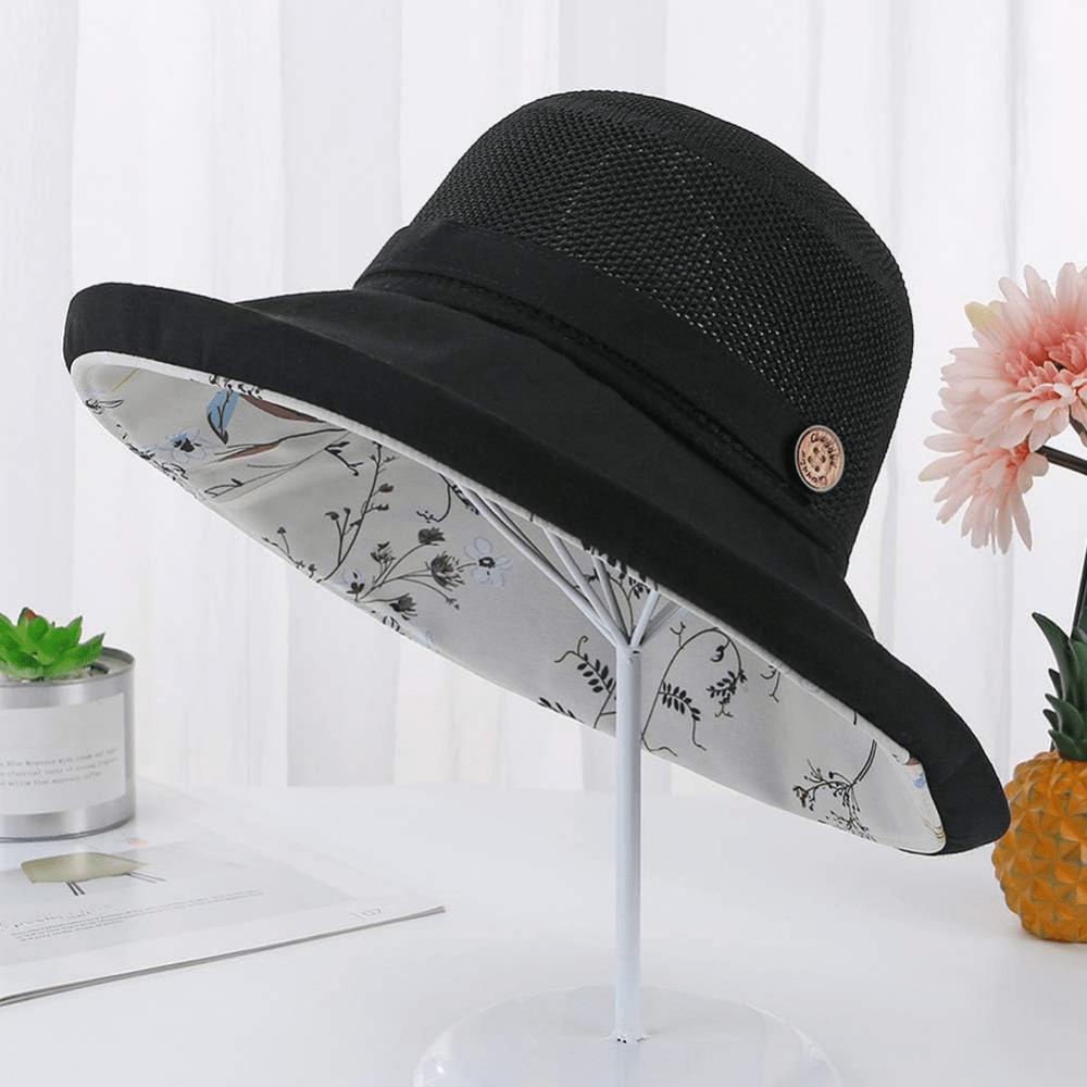 Women Mesh Sun Hats Summer Beach Packable Wide Brim Chin Strap