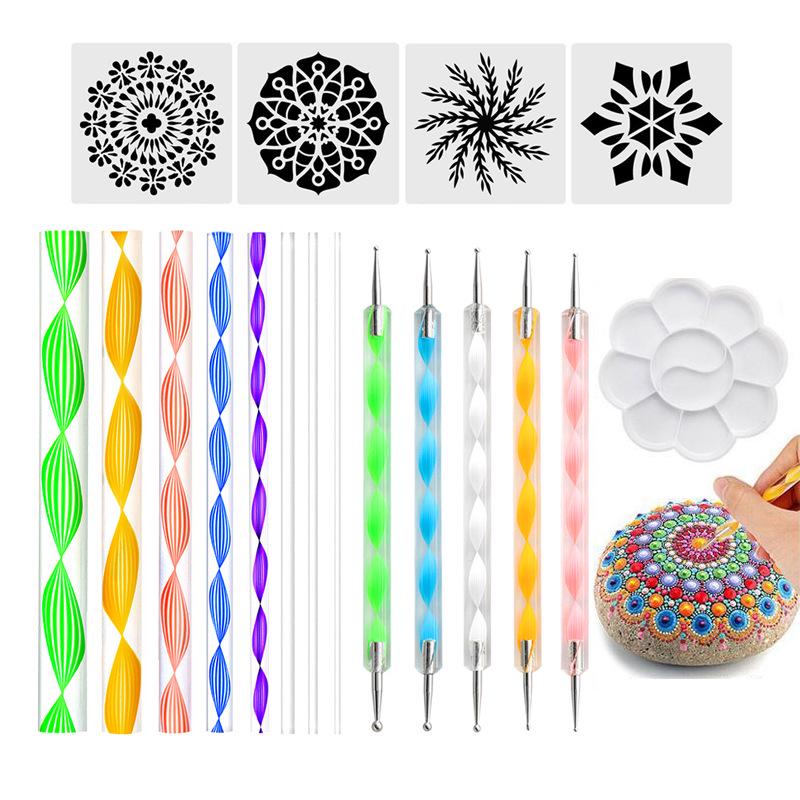 16-teiliges grenzüberschreitendes Mandala Punktier- & Malwerkzeug-Set