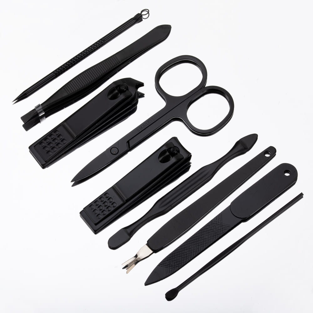 Zestaw 9 Akcesoriów Kosmetycznych Do Manicure, Pedicure I Regulacji Brwi W Korkowym Etui - Cc044