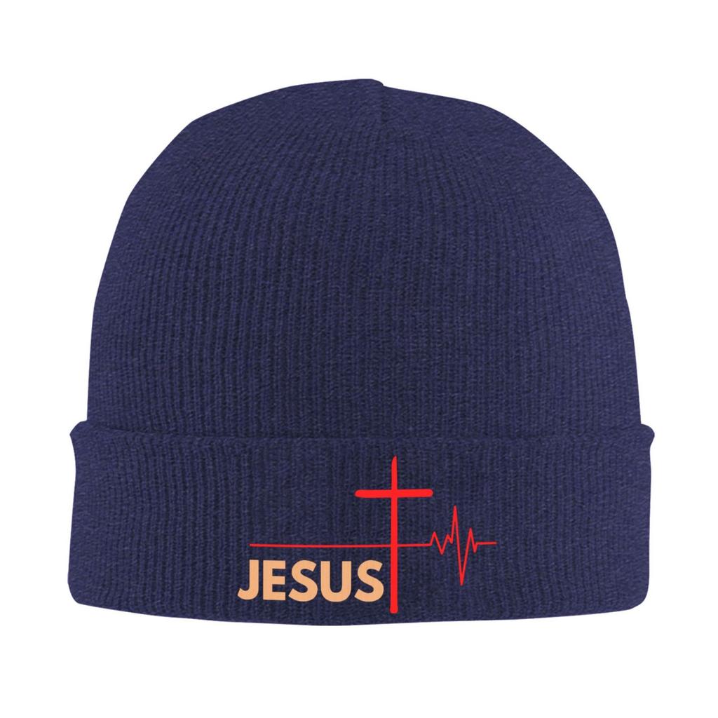 Jesus Cross Knitted Hat for Unisex Unisex Knit Hats Winter Beanies Skull Cap Unisex Black Soft Warm Winter Hat Print Beanie Hat