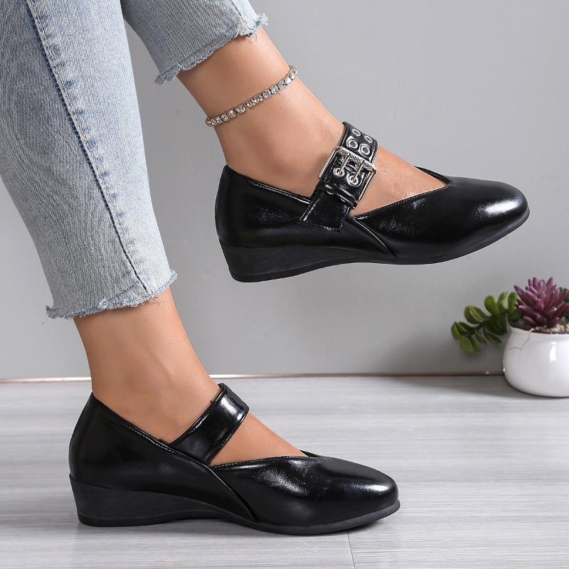 Women Female Buckle Shoes Strap Footwear Flats Fashion Women Dance Shoes Spring Round Toe Ladies Flats with Lolita Shoes Retro