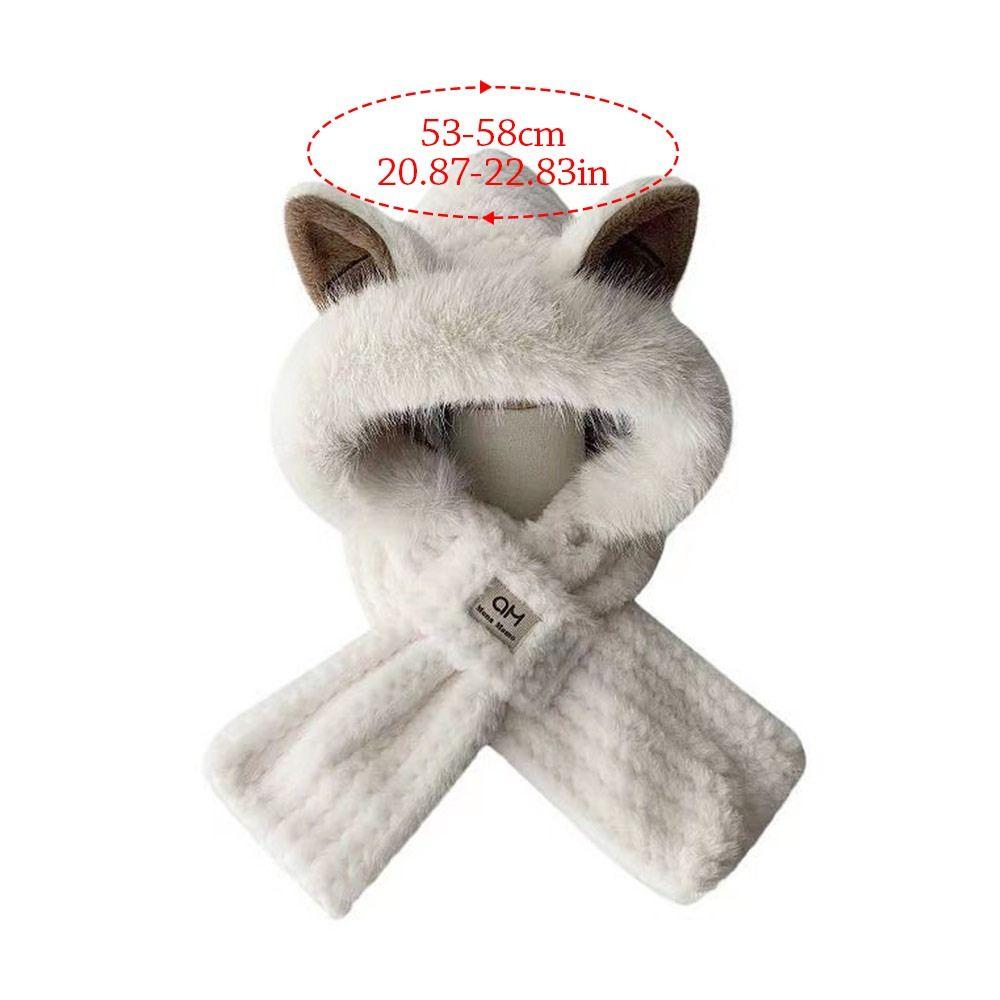 Plush Beanie Hat Scarf Thickening Ear Protection Cap Winter Scarf Set Hooded  Outdoor