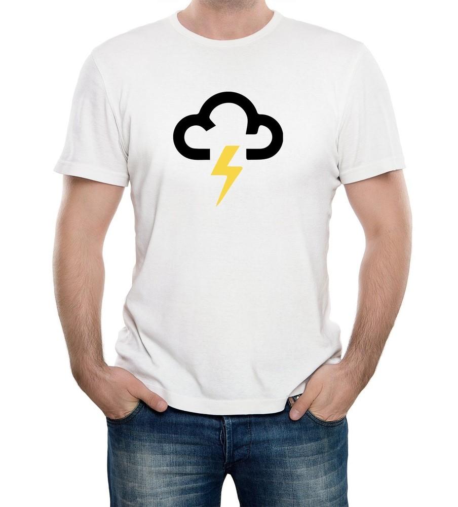 

Мужская футболка с символом погоды «Удар молнии», Шторм, Крутая, Классическая, ТВ, Облако 4XL