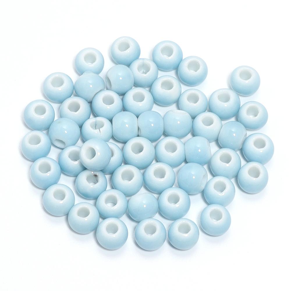 30pcs/lot Round Shape Ceramic Beads Colorful Loose Beads Spacer Beads For DIY Jewelry Making Necklace Bracelet Accessories