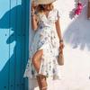 Women's Casual Polka Dot Sleeve Lace-up A-line Dress