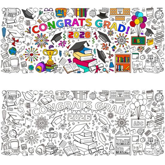 72 x 30 tommer Kjempesvær Fargeleggingsplakat for Avgangselever Stor Gratulerer med Avgang Fargeleggingsduk for Barn Barnehage Avgangsaktiviteter Festartikler