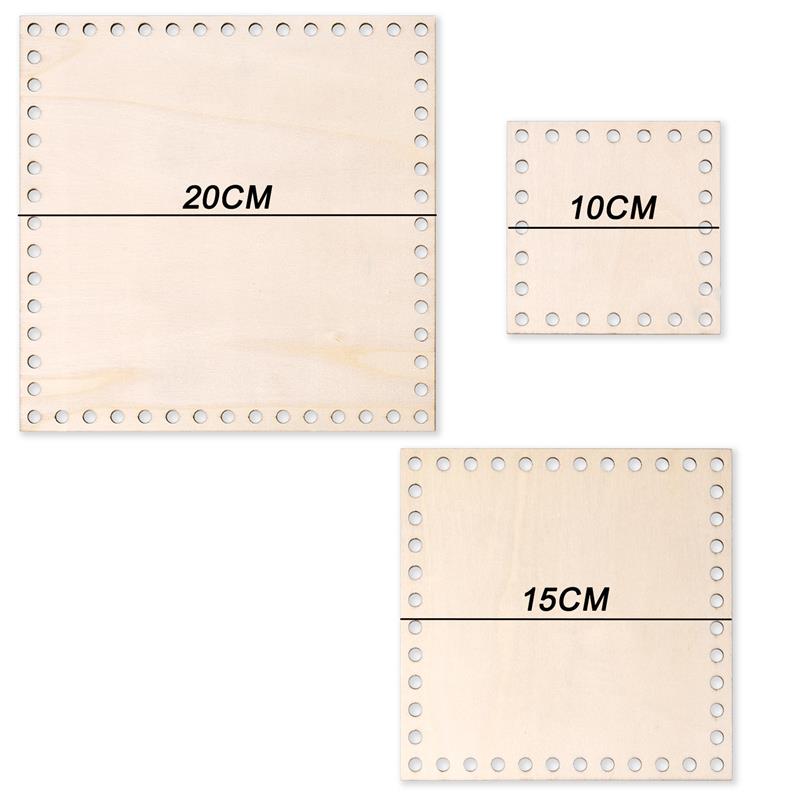 3 Pcs/Set Crochet Basket Base Poplar Plywood Unfinished Blank Cross Stitch Carved Hand-Woven DIY Crafts Basket Wooden Bottom