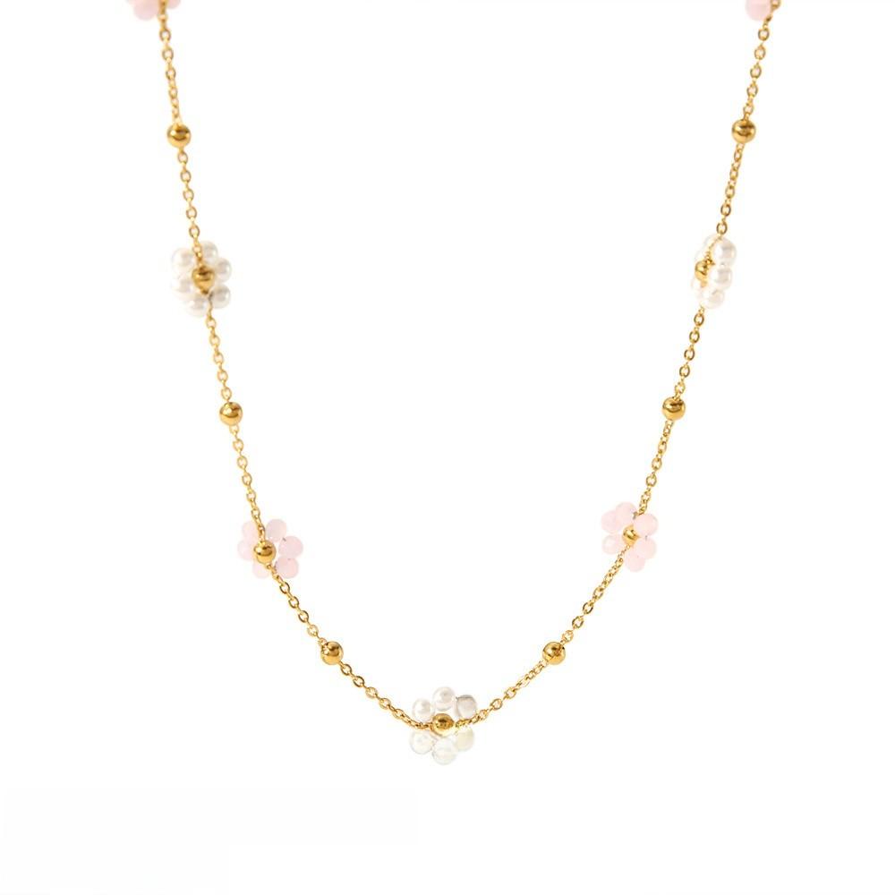 Boho Flower Pendant Necklace With Electroplated Finish For Women Summer Jewelry