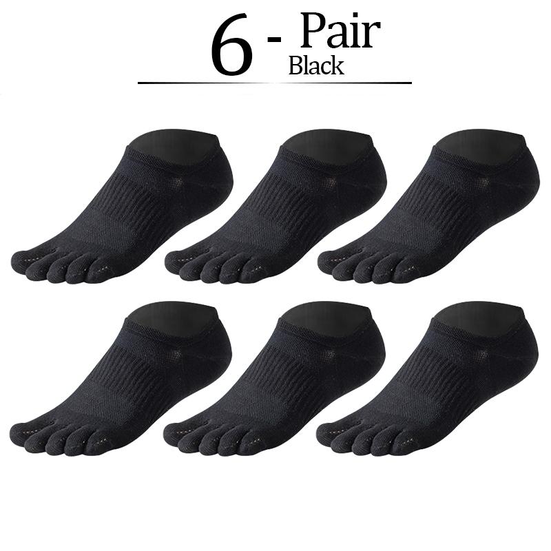 6 Paar Reine Baumwolle Fünf-Finger Kurze Socken Herren Schweißabsorbierend Antibakteriell Atmungsaktiv Mesh Bootssocken Laufen Sport Zehensocken