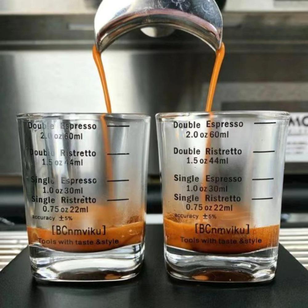 2pcs Espresso Coffee Ounce Roasting Measuring Cup Glass 60ML Square Thickened Ounce Graduated Concentrated Simple Heat-resistant