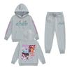 Kids' Long Sleeve Loose Pullover Letter Print Drawstring Hooded Sweatshirt Sweatpants Set