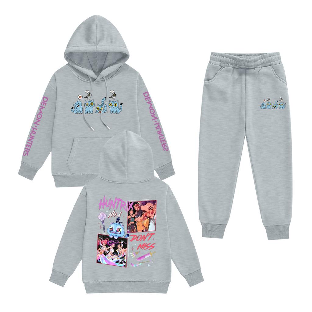 Kids' Long Sleeve Loose Pullover Letter Print Drawstring Hooded Sweatshirt Sweatpants Set