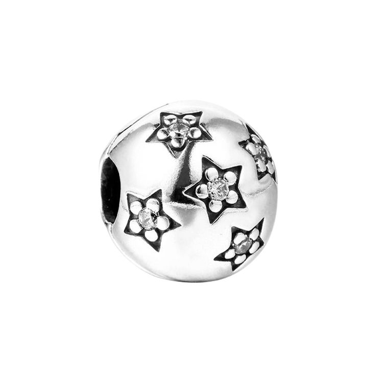 Pandora Starlight 925 Silver Fixed Clip Men Accessories 791058CZ Box,F,Silver