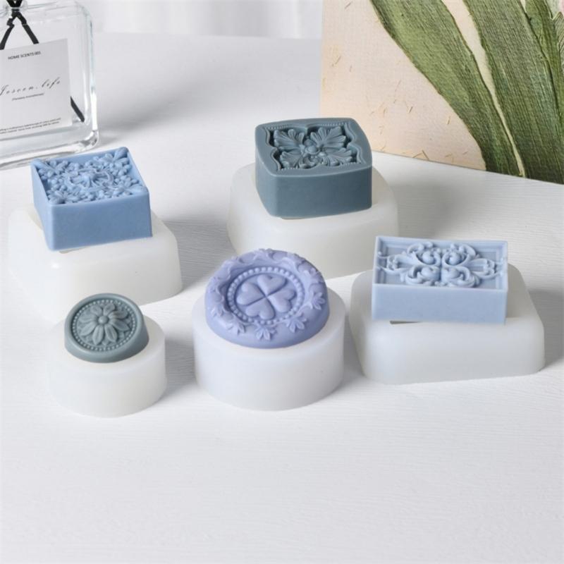 Retro Designs Silicone Soap Mould for Handmade Craft with Artistic Pattern Easy Releases and Dishwasher Safe