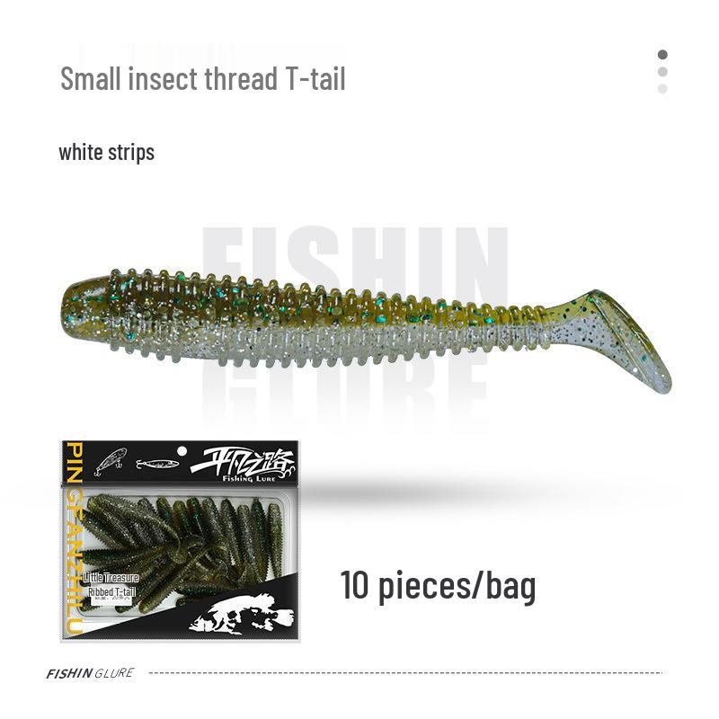 Mandarin Fish-Scented Ribbed T-Tail Soft Worm Lure with Salt