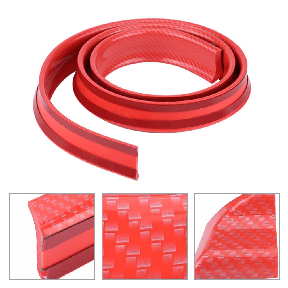 1.5mCelsius4.9ft Carbon   Soft Rubber Car Rear Roof   Spoiler Wing Lip Sticker Red