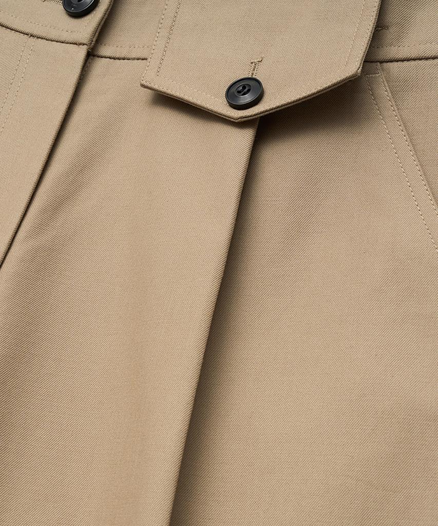 NOIRER FOR WOMAN Heavy Chino One-Pleat Wide Pants (Beige)
