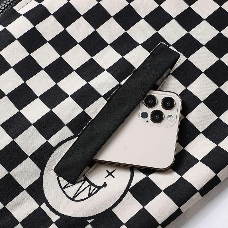 Spring Autumn Jacket Sports Stand Collar Jacket Teen Printed Plaid Jacket