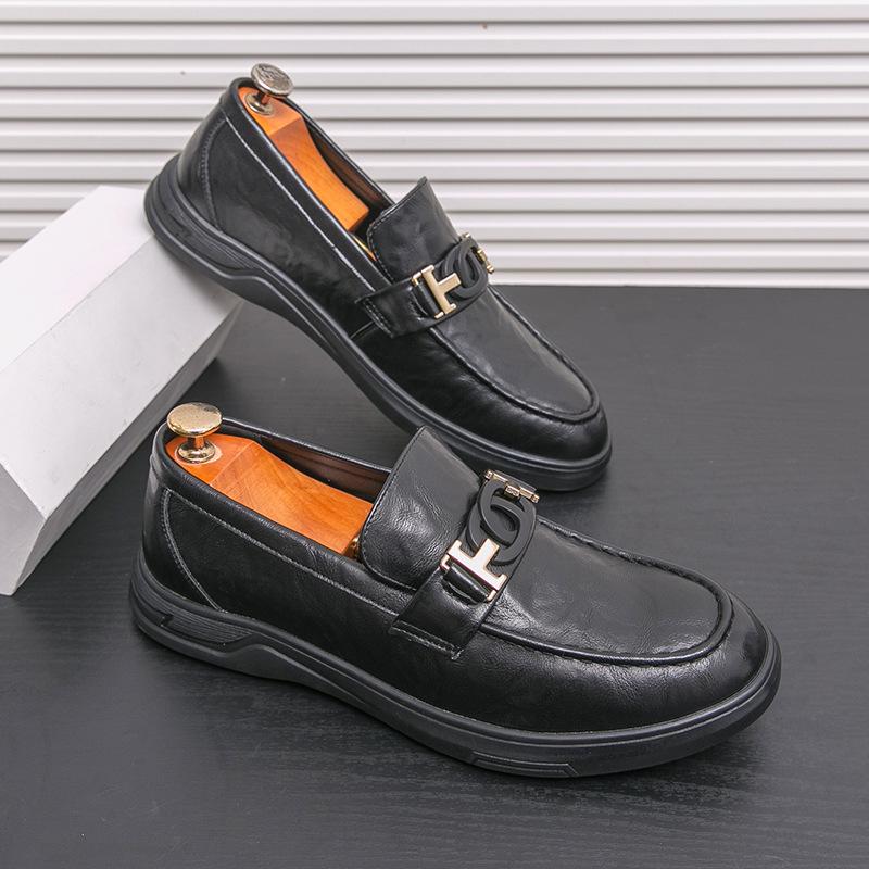 

Leather shoes Men s business dress casual leather shoes One pedal Lazy foot loafers 2025 38