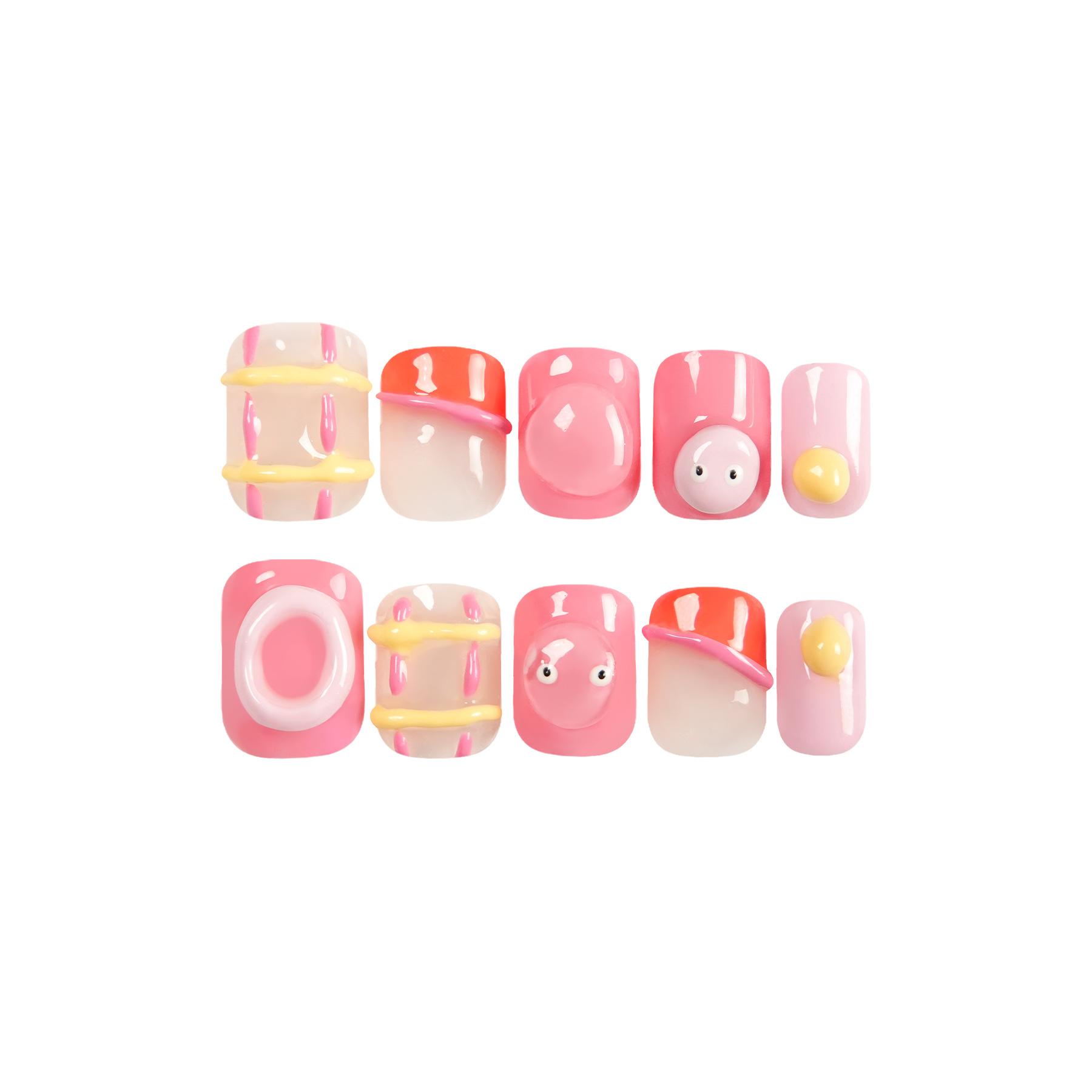 

Новый Чистый Ручной Работы Броня Короткий Квадратный Головной Убор Броня Конфета Пончик Милый Мультяшный Маникюр M