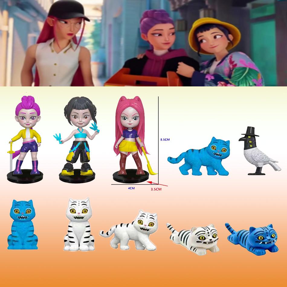 10pcs/Set Kpop Demon Hunters Action Figures Set Derpy Tiger Rumi Mira Zoey Sussy Dolls Collectible Figurines for Fans Gift