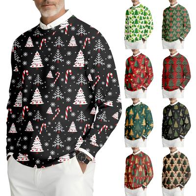 Men's Printed Round Neck Long Sleeve Ribbed Knit Sweatshirt