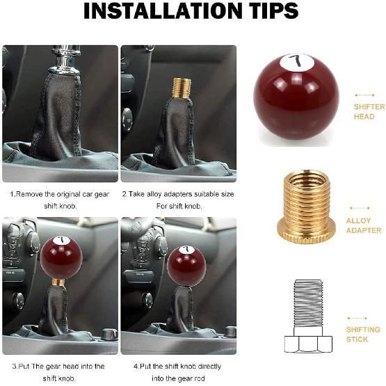 RYANSTAR Shifter 7 Ball Billiard Pool  Shift Knob Universal Stick Shifter Knobs for Car SUV Bus Truck