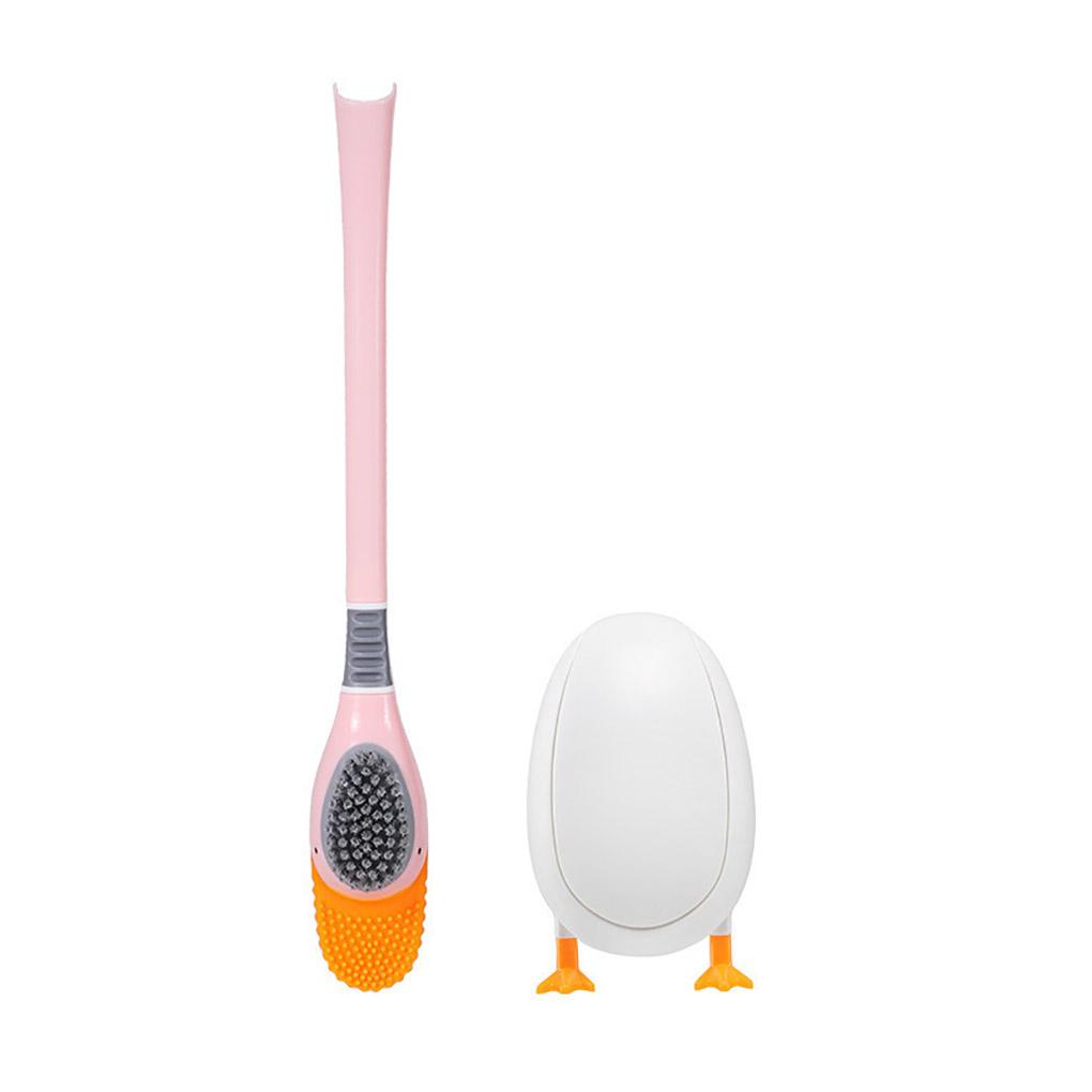 

Держатель для туалетной щетки Симпатичный силиконовый скребок с длинной ручкой Быстросохнущий кронштейн Гибкие щетки Аксессуары для уборки ванной комнаты розовый