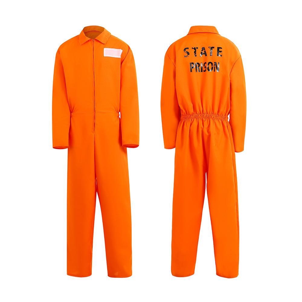 Gevangenispak Jumpsuit Cosplay Gevangene Uniform Volwassen Oranje Korte Mouw En Lange Mouw Gevangene Bodysuits Halloween Kostuums