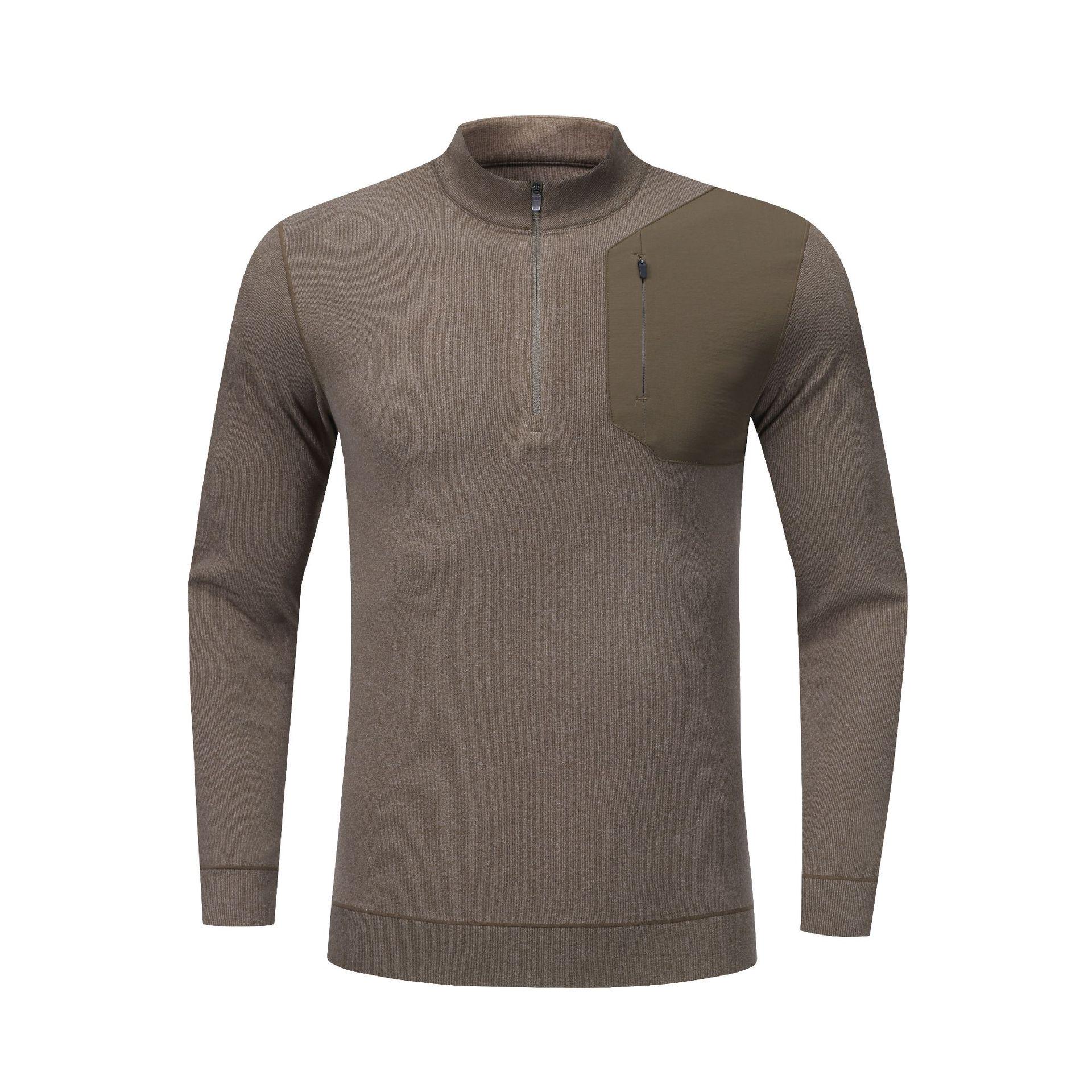 Men s Customized German Velvet Stand-Collar Half-Zip Long-Sleeve Hoodie - Breathable, Warm, Solid Color Outdoor Base Layer. L