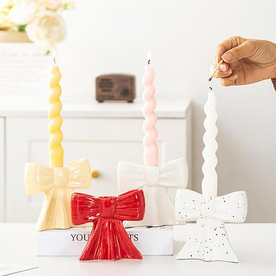 Ceramic Candlestick Unique Candle Cup Ambience Multiple Colors Ornaments Handicrafts Decorative 5 Colors