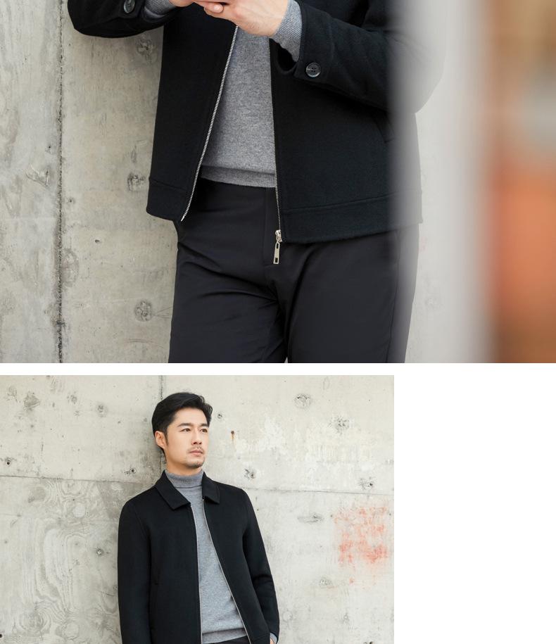 Men's Double-Sided Cashmere Tweed Coat: 100% Wool, Short Lapel, Autumn/Winter Business Jacket