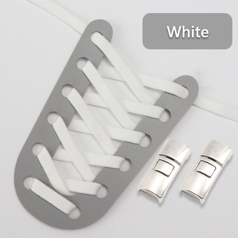 No Tie Shoelaces for Sneakers Flat Shoe Laces Elastic Metal Lock Convenient Personality Lazy Shoelace Rubber Band 1 Pair