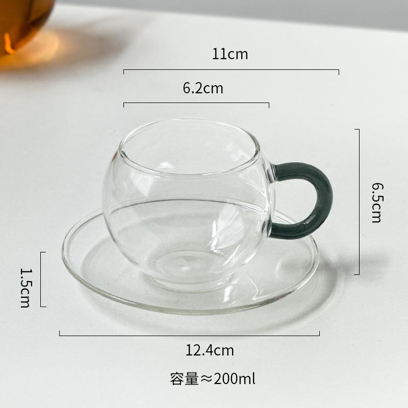 

Скляна високотемпературна чашка для кави з блюдцем, прозора скляна чашка для латте з квітами, концентрована чашка для післяобіднього чаю, 200 мл 200ML