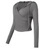 Women's Hooded Slim-Fit V-Neck Yoga Suit - Autumn & Winter Long-Sleeved Fitness Top for Running & Pilates