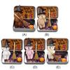 Halloween Bear In A Box for Trick Or Treat with Witch Blanket Cute Halloween Bear with Broom Pumpkin & Cat Witch Ornaments