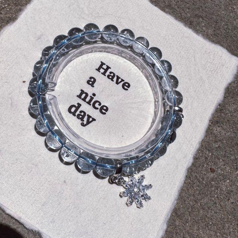 

Wedding Decoration Ice-like Glass Body Aquamarine Topaz Bracelet Women s Single Ring Bracelet Ornament Gift for Girlfriend Girlfriend 14cm